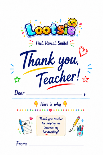Thank You Teacher – You Helped Me Improve My Handwriting